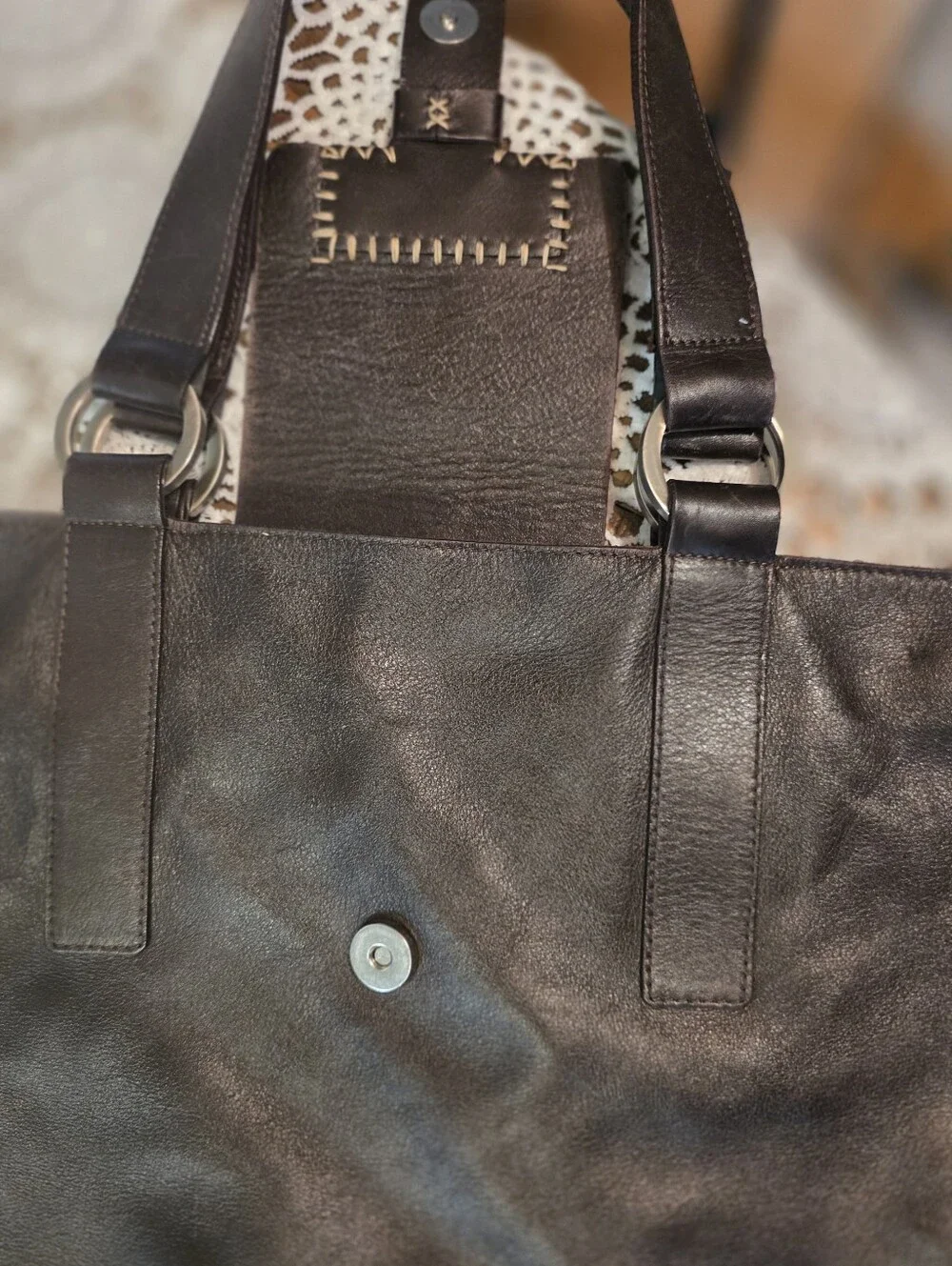 Falor Brown Leather Shoulder Bag, Made In Italy